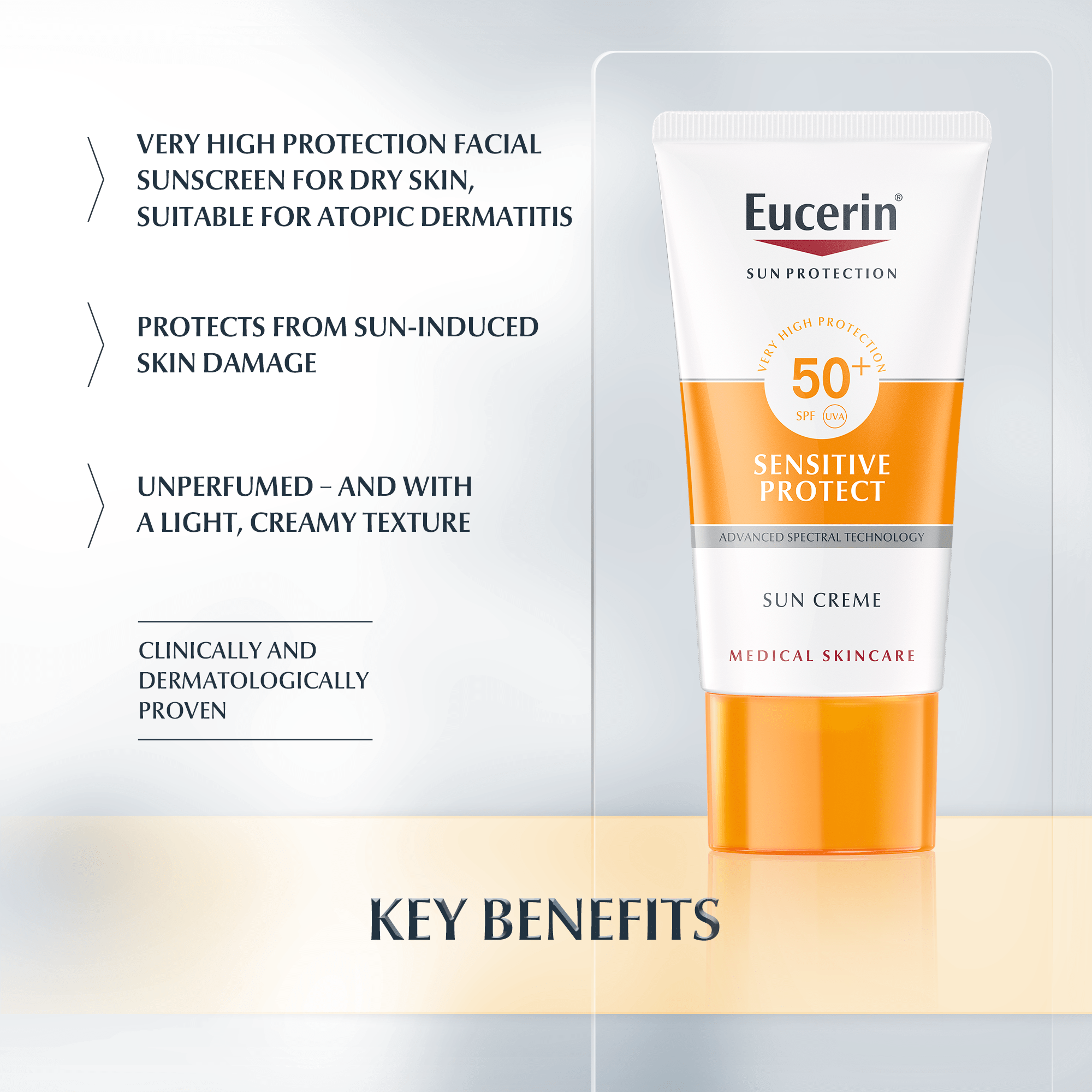 Sun Creme Sensitive Protect SPF 50+ sunscreen for sensitive, dry skin Eucerin Sun Creme Sensitive Protect SPF 50+ sunscreen for sensitive, dry skin Eucerin